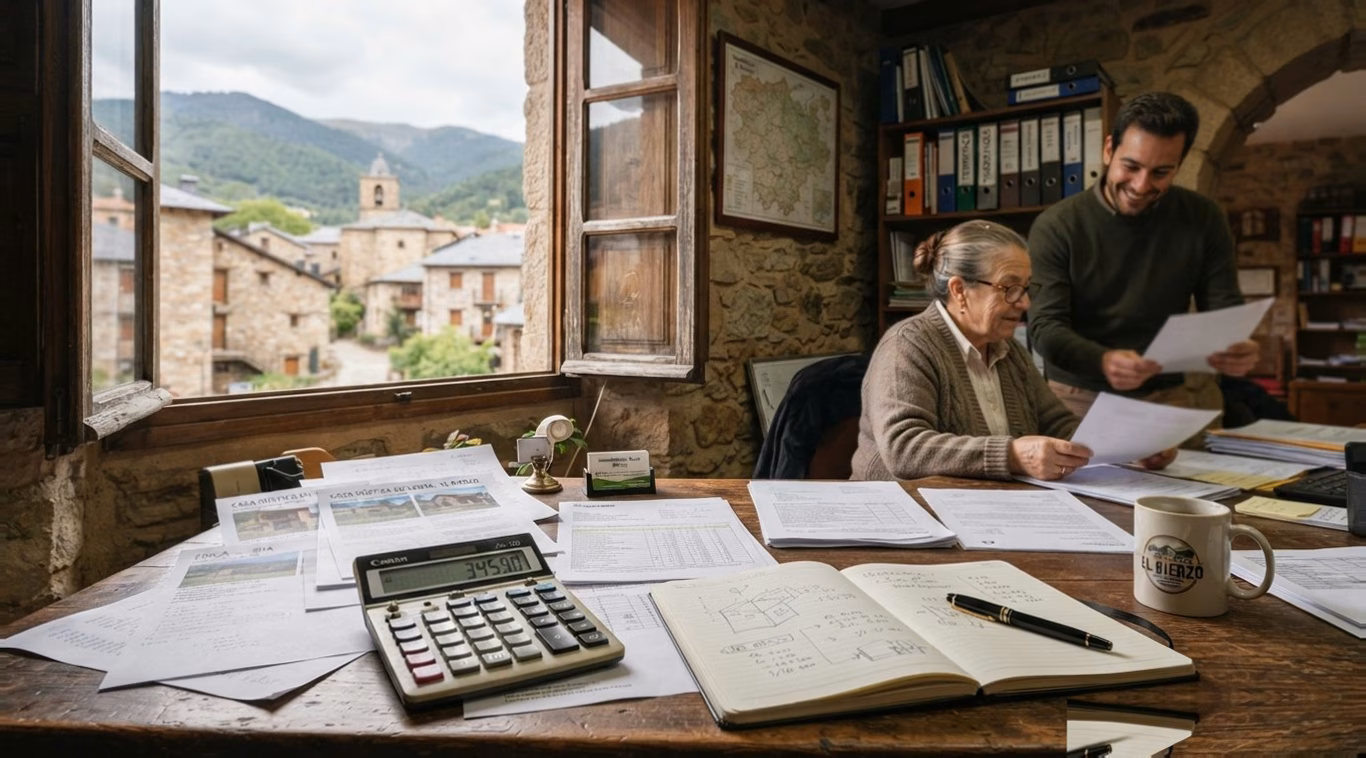 Calculadora y documentos financieros sobre una mesa